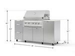 NewAge Outdoor Kitchens Outdoor Grill Island Stainless-Steel 6-Piece Cabinet Set with Casters 1 Door, 3 Drawer, Grill Cabinet, Platinum Grill and Dekton in Aeris Countertops - (Liquid Propane) 