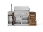 NewAge Outdoor Kitchens Outdoor Grill Island Stainless-Steel Louvered 5-Piece Cabinet Set with Sink, 3 Drawer, Grill Cabinet, Platinum Grill and Stainless Steel Countertop - (Natural Gas) 