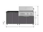 NewAge Outdoor Kitchens Aluminum 4-Piece Cabinet Set with Caster and 2 Door, Grill Cabinet, Platinum Grill, Countertop-72449-Garage Giant 