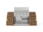 NewAge Outdoor Kitchens Outdoor Grill Island Stainless-Steel Louvered Doors 5-Piece Cabinet Set with 3 Drawers, Grill Cabinet and Performance Grill - (Liquid Propane) 