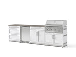 NewAge Outdoor Kitchens Stainless Steel 7-Piece Cabinet Set with 3-Drawer, Bar, Grill Cabinet, Performance Grill, Countertops, and Stainless Steel Door Fridge-73687-Garage Giant 