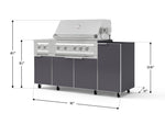 NewAge Outdoor Kitchens Outdoor Grill Island Aluminum 5-Piece Cabinet Set with Casters and 1-Door, Grill Cabinet, Dual Side Burner and Platinum Grill - (Liquid Propane) 