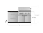 NewAge Outdoor Kitchens Stainless-Steel 4-Piece Cabinet Set with 3 Drawer, Grill Cabinet, Platinum Grill, and Countertop-71633-Garage Giant 