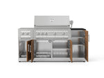 NewAge Outdoor Kitchens Outdoor Grill Island Stainless-Steel Louvered Doors 6-Piece Cabinet Set with 1-Door, Grill Cabinet, Platinum Grill, Dual Side Burner and Dekton in Sirius Countertop - (Liquid Propane) 