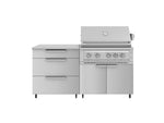 NewAge Outdoor Kitchens Stainless Steel 4-Piece Cabinet set with Casters and 3 Drawer, Grill Cabinet, Platinum Grill, Countertop-72217-Garage Giant 