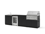 NewAge Outdoor Kitchens Stainless Steel 6-Piece Cabinet Set with Sink, Bar, Grill Cabinet, Platinum Grill, Countertop and Glass Door Fridge-73753-Garage Giant 