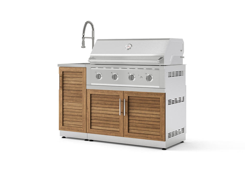 NewAge Outdoor Kitchens Outdoor Grill Island Stainless-Steel Louvered Doors 3-Piece Cabinet Set with Sink, Grill Cabinet and Performance Grill-75284-Garage Giant