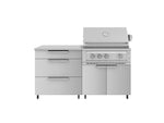 NewAge Outdoor Kitchens Stainless Steel 4-Piece Cabinet set with Casters and 3 Drawer, Grill Cabinet, Platinum Grill, Countertop-72216-Garage Giant 