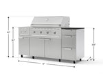 NewAge Outdoor Kitchens Outdoor Grill Island Stainless-Steel 6-Piece Cabinet Set with Casters and 3-Drawer, Grill Cabinet, Performance Grill, Side Burner and Dekton in Sirius Countertop - (Liquid Propane) 