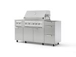 NewAge Outdoor Kitchens Outdoor Grill Island Stainless-Steel 5-Piece Cabinet Set with Casters and 3-Drawer, Grill Cabinet, Dual Side Burner and Platinum Grill - (Liquid Propane) | Garage Giant 