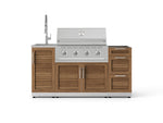 NewAge Outdoor Kitchens Outdoor Grill Island Stainless-Steel Louvered Doors 5-Piece Cabinet Set with Sink, 3 Drawer, Grill Cabinet, Performance Grill and Stainless Steel Countertop - (Natural Gas) 