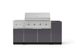 NewAge Outdoor Kitchens Outdoor Grill Island Aluminum 6-Piece Cabinet Set with 1-Door, Grill Cabinet, Performance Grill, Side Burner and Countertop - (Natural Gas) 