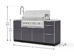 NewAge Outdoor Kitchens Outdoor Grill Island Aluminum 5-Piece Cabinet Set with Sink, 3 Drawer, Grill Cabinet, Platinum Grill and Stainless Steel Countertop-75561-Garage Giant 