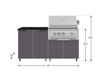 NewAge Outdoor Kitchens Aluminum 4-Piece Cabinet Set with Caster and 2 Door, Grill Cabinet, Platinum Grill, Countertop-72447-Garage Giant 