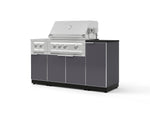 NewAge Outdoor Kitchens Outdoor Grill Island Aluminum 6-Piece Cabinet Set with 1-Door, Grill Cabinet, Platinum Grill, Dual Side Burner and Dekton in Sirius Countertop - (Liquid Propane) | Garage Giant 