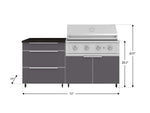 NewAge Outdoor Kitchens Aluminum 4-Piece Cabinet Set with Casters and 3 Drawer, Grill Cabinet, Performance Grill, Countertop-72128-Garage Giant 