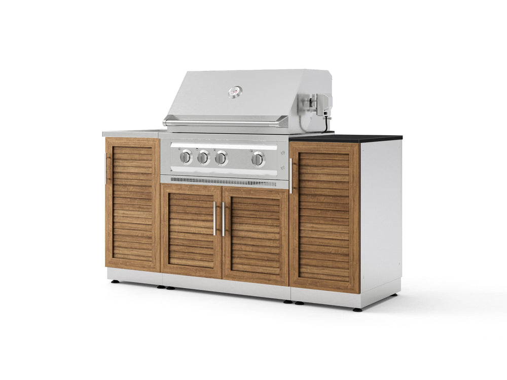 NewAge Outdoor Kitchens Outdoor Grill Island Stainless-Steel 5-Piece Cabinet Set with Sink, 1 Door, Grill Cabinet, Platinum Grill and Stainless Steel Countertop - (Liquid Propane) | Garage Giant