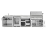 NewAge Outdoor Kitchens Stainless Steel 6-Piece Cabinet Set with Sink, Bar, Grill Cabinet, Platinum Grill, Countertop and Glass Door Fridge-71526-Garage Giant 