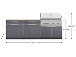 NewAge Outdoor Kitchens Aluminum 5-Piece Cabinet Set With 3 Drawer, Bar, Grill Cabinet, Platinum Grill and Countertop-71200-Garage Giant 