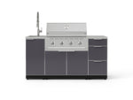 NewAge Outdoor Kitchens Outdoor Grill Island Aluminum 5-Piece Cabinet Set with Sink, 3 Drawer, Grill Cabinet, Performance Grill and Stainless Steel Countertop-75554-Garage Giant 