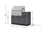 NewAge Outdoor Kitchens Outdoor Grill Island Aluminum 4-Piece Cabinet Set with 3-Drawer, Grill Cabinet, Platinum Grill and Dekton in Aeris Countertop - (Liquid Propane) 