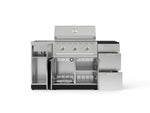 NewAge Outdoor Kitchens Outdoor Grill Island Stainless-Steel 5-Piece Cabinet Set with Sink, 3 Drawer, Grill Cabinet, Performance Grill and Stainless Steel Countertop - (Liquid Propane) 
