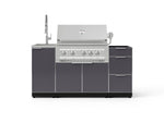 NewAge Outdoor Kitchens Outdoor Grill Island Aluminum 5-Piece Cabinet Set with Sink, 3 Drawer, Grill Cabinet, Platinum Grill and Stainless Steel Countertop - (Natural Gas) 