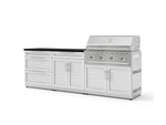 NewAge Outdoor Kitchens Stainless-Steel 5-Piece Cabinet Set with 3-Drawer, Bar, Grill Cabinet, Performance Grill and Countertop-73329-Garage Giant 