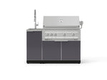 NewAge Outdoor Kitchens Outdoor Grill Island Aluminum 3-Piece Cabinet Set with Sink, Grill Cabinet and Platinum Grill-75338-Garage Giant 