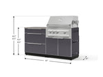 NewAge Outdoor Kitchens Aluminum 4-Piece Cabinet Set with 3 Drawer, Grill Cabinet, Platinum Grill and Countertop-71655-Garage Giant 