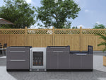 NewAge Outdoor Kitchens Aluminum 4-Piece Cabinet Set with 3-Drawer, Bar, Grill Cabinet and Fridge-66549-Garage Giant 