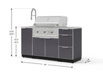 NewAge Outdoor Kitchens Outdoor Grill Island Aluminum 5-Piece Cabinet Set with Sink, 3 Drawer, Grill Cabinet, Performance Grill and Stainless Steel Countertop 