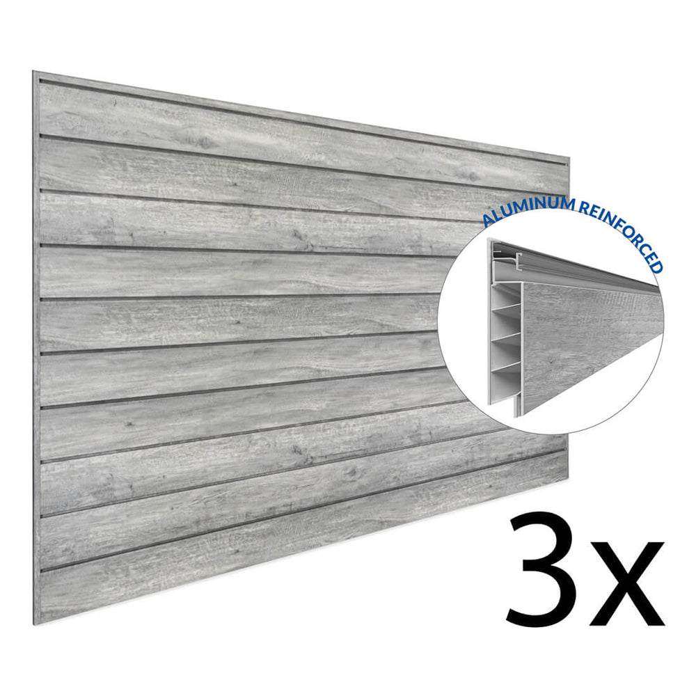 Proslat PROCORE+ 8 ft. x 4 ft. Slatwall - Gray Wood (3-Pack)-87731K-Garage Giant