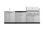 NewAge Outdoor Kitchens Stainless-Steel 5-Piece Cabinet Set with Sink, 2-Door with Drawer, Grill Cabinet, Platinum Grill and Countertop-71573-Garage Giant 
