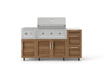 NewAge Outdoor Kitchens Outdoor Grill Island Stainless-Steel Louvered Doors 6-Piece Cabinet Set with Casters and 3-Drawer, Grill Cabinet, Performance Grill, Side Burner and Dekton in Aeris Countertop - (Liquid Propane) 