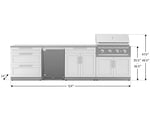 NewAge Outdoor Kitchens Stainless Steel 7-Piece Cabinet Set with 3-Drawer, Bar, Grill Cabinet, Performance Grill, Countertops, and Stainless Steel Door Fridge-71417-Garage Giant 