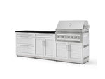 NewAge Outdoor Kitchens Stainless-Steel 5-Piece Cabinet Set with with 3-Drawer, Bar, Grill Cabinet, Platinum Grill and Countertop-73334-Garage Giant 