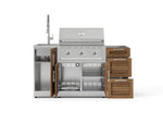 NewAge Outdoor Kitchens Outdoor Grill Island Stainless-Steel Louvered Doors 5-Piece Cabinet Set with Sink, 3 Drawer, Grill Cabinet, Performance Grill and Stainless Steel Countertop - (Natural Gas) 