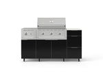 NewAge Outdoor Kitchens Outdoor Grill Island Aluminum 6-Piece Cabinet Set with Casters and 3-Drawer, Grill Cabinet, Performance Grill, Side Burner and Dekton in Aeris Countertop - (Liquid Propane) 