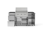 NewAge Outdoor Kitchens Outdoor Grill Island Stainless-Steel 6-Piece Cabinet Set with Casters 1 Door, 3 Drawer, Grill Cabinet, Performance Grill and Dekton in Sirius Countertops - (Liquid Propane) 