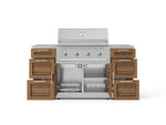 NewAge Outdoor Kitchens Outdoor Grill Island Stainless-Steel Louvered Doors 6-Piece Cabinet Set with 3 Drawers, Grill Cabinet, Performance Grill and Countertops 