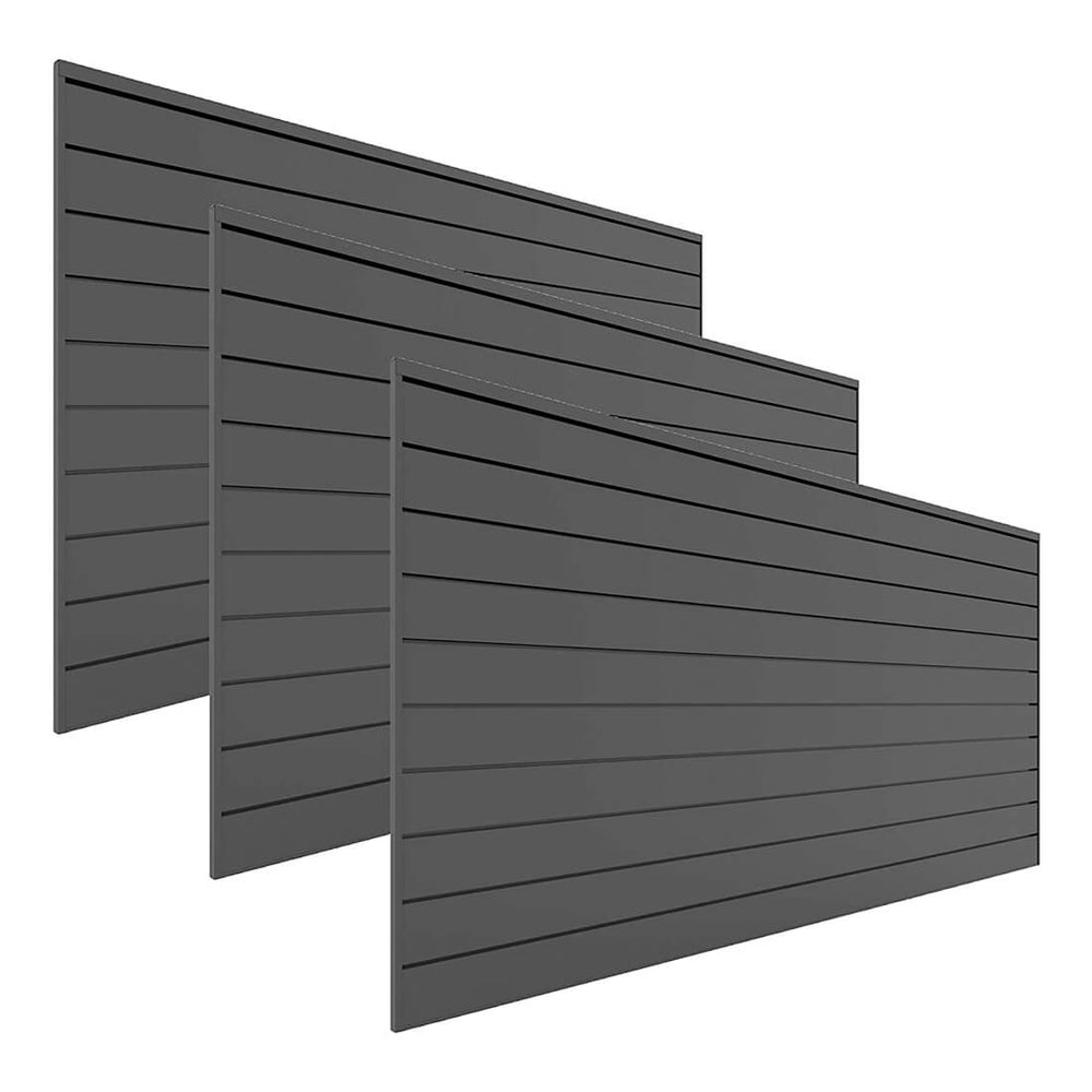 Proslat 8 ft. x 4 ft. PVC Slatwall (3-Pack Charcoal)-88305-Garage Giant
