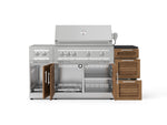 NewAge Outdoor Kitchens Outdoor Grill Island Stainless-Steel Louvered Doors 6-Piece Cabinet Set with 3-Drawer, Grill Cabinet, Platinum Grill, Dual Side Burner and Dekton in Sirius Countertop - (Liquid Propane) 