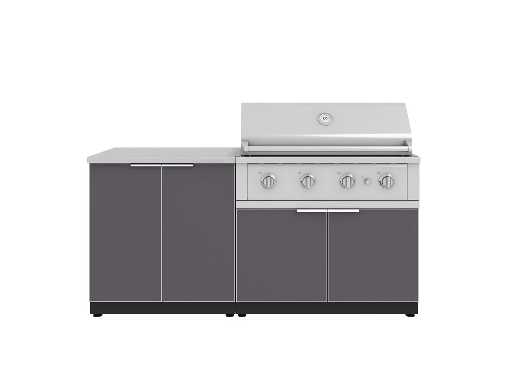 NewAge Outdoor Kitchens Aluminum 4-Piece Cabinet Set with 2 Door, Grill Cabinet, Performance Grill and Countertop-67363-Garage Giant