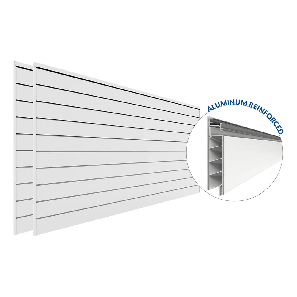 Proslat 4 ft. x 8 ft. PROCORE PVC Slatwall (2-Pack White)-88722K-Garage Giant