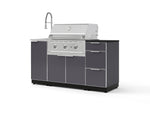 NewAge Outdoor Kitchens Outdoor Grill Island Aluminum 5-Piece Cabinet Set with Sink, 3 Drawer, Grill Cabinet, Performance Grill and Stainless Steel Countertop - (Liquid Propane) | Garage Giant 