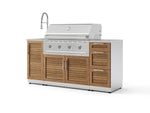 NewAge Outdoor Kitchens Outdoor Grill Island Stainless-Steel Louvered Doors 5-Piece Cabinet Set with Sink, 3 Drawer, Grill Cabinet, Performance Grill and Stainless Steel Countertop-75615-Garage Giant 