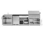 NewAge Outdoor Kitchens Stainless Steel 6-Piece Cabinet Set with Sink, Bar, Grill Cabinet, Platinum Grill, Countertop and Stainless Steel Door Fridge-73769-Garage Giant 