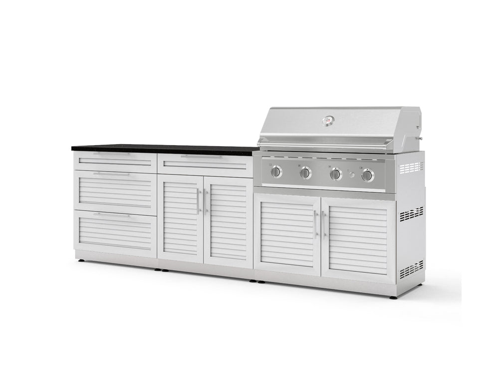 NewAge Outdoor Kitchens Stainless-Steel 5-Piece Cabinet Set with 3-Drawer, Bar, Grill Cabinet, Performance Grill and Countertop-73326-Garage Giant
