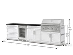 NewAge Outdoor Kitchens Stainless Steel 7-Piece Cabinet Set with 3-Drawer, Bar, Grill Cabinet, Performance Grill, Countertops, and Glass Door Fridge-73628-Garage Giant 